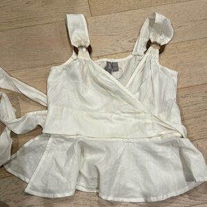 White linen wrap blouse tank top ASOS BNWT XS 0